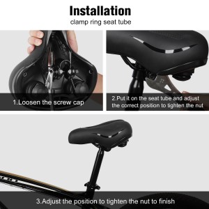 WEST BIKING Bike Saddle Comfortable Shock Absorption Wide Seat Cushion with Reflective Strap
