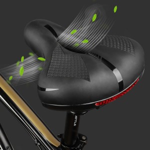 WEST BIKING Bike Saddle Comfortable Shock Absorption Wide Seat Cushion with Reflective Strap