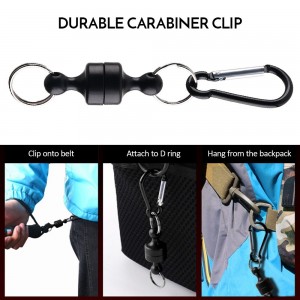 Fishing Magnetic Tool Release Holder Fly Fishing Retractor Net Release Clip with Keychain Carabiner