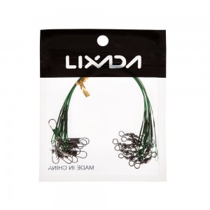 Lixada 10PCS High Strength Nylon-coated Stainless Steel Leader Fishing Trace Spinner Fishing Wire Rig with Snap and Swivels Fishing Tackle Lures