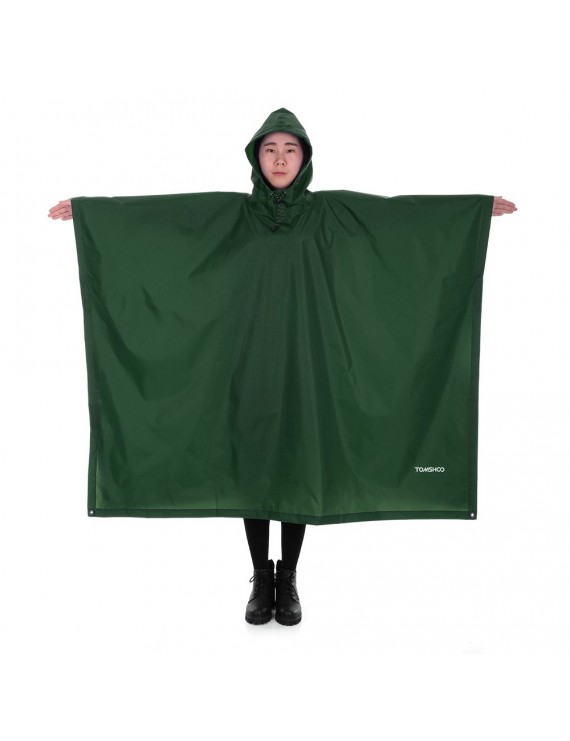 TOMSHOO Multifunctional Lightweight Raincoat with Hood Hiking Cycling Rain Cover Poncho Rain Coat Outdoor Camping Tent Mat
