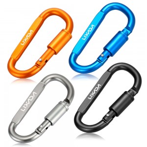 Lixada Aluminum Alloy D-ring Locking Carabiner Screw Lock Hanging Hook Buckle Keychain for Outdoor Camping Hiking