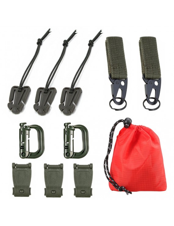 11 Attachment Kit for Tactical Molle Bag Backpack Vest Belt D-Rings Web Dominators Buckles Straps