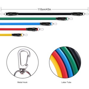 11pcs Resistance Bands Set Skipping Rope Workout Fintess Exercise Tube Bands Door Anchor Ankle Straps Cushioned Handles with Carry Bags for Home Gym Travel