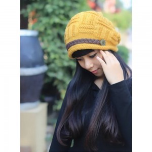 Knitted Braided Beanie Hats Cabled Checker Pattern Hat
