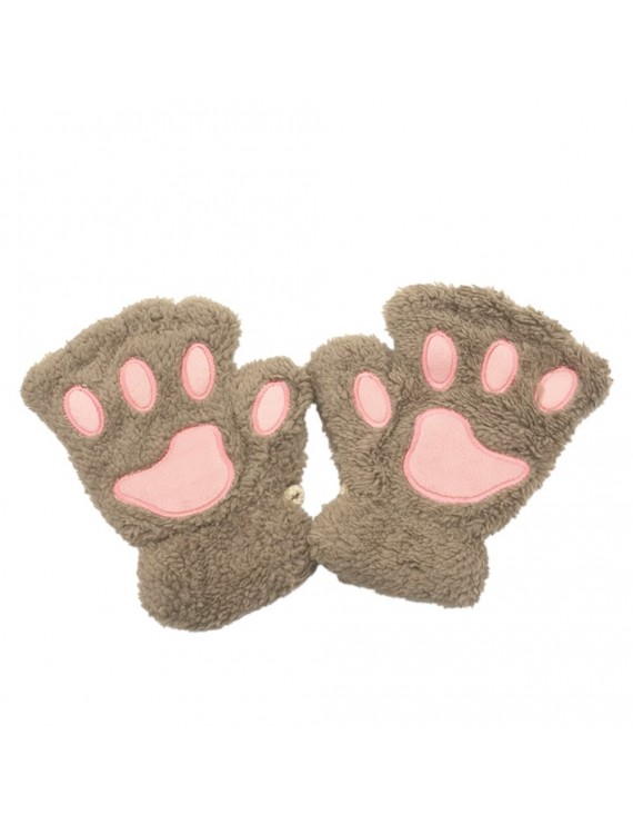 Women Super Lovely Bear Plush Cat Paw Claw Glove