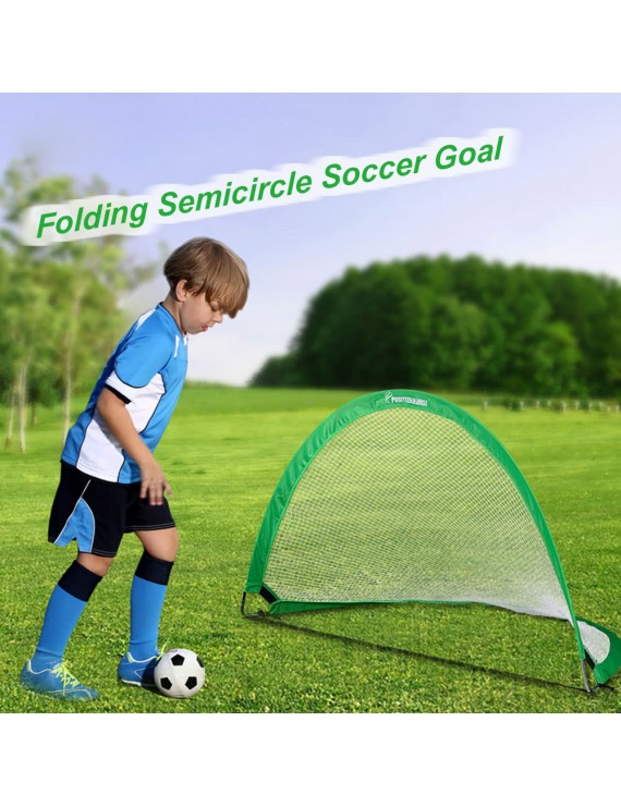48*30*30in Semicircle Portable Folding Soccer Goal Child Pop Up Soccer Goal for Sports Training Backyard Playground