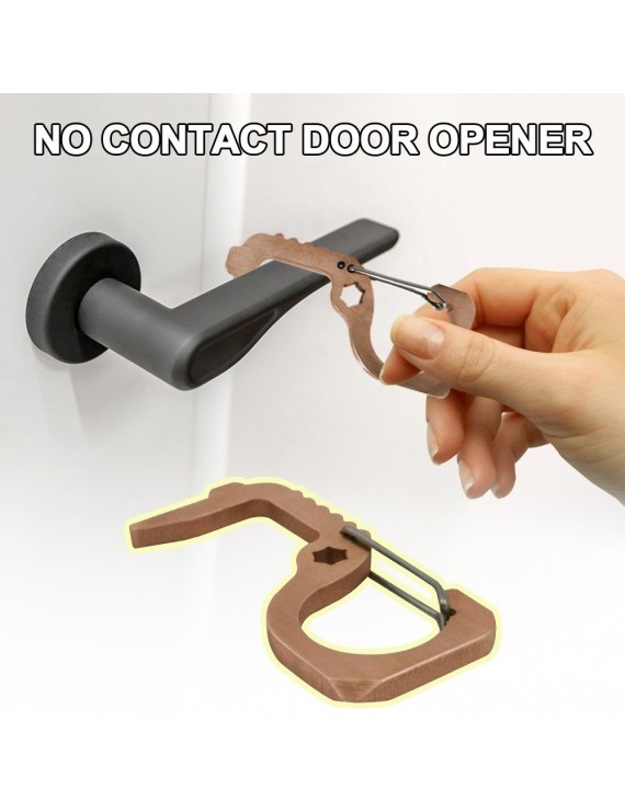 Metal Door Opener Closer No Contact Door Handle Press Elevator  Button Pusher Portable Hand Tool Shape of Key