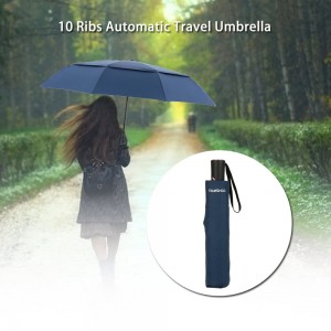 TOMSHOO Windproof Double Canopy Umbrella Automatic Auto Open Close Umbrella Automatic Folding Travel Golf Umbrella with 10 Ribs