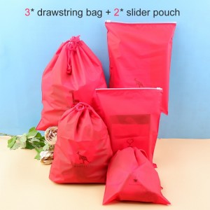 5PCS Drawstring Bag Waterproof Stuff Storage Pouch Toiletry Packing Bag Organizer Slider Pouch Home Camping Traveling Storage Bag